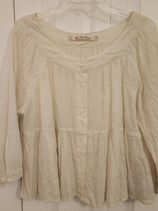 We The Free Tops - We The Free Ivory Button-Front Peasant Top